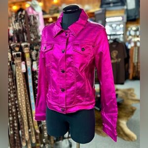 Electric Pink Shiny Denim Jacket